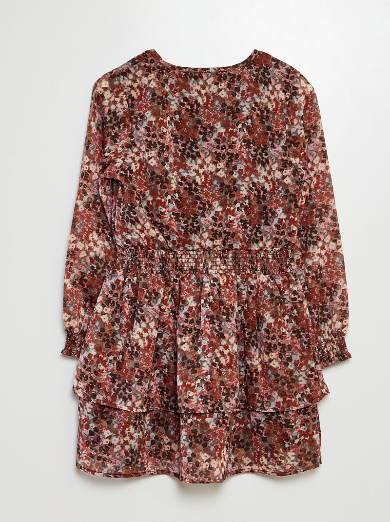 Vestido estampado de gasa BEIGE - Kiabi