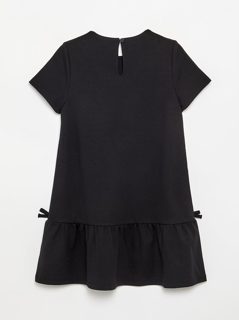 Vestido estampado de manga corta Negro - Kiabi