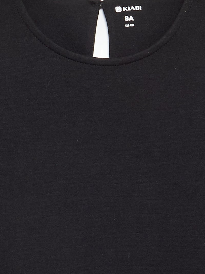 Vestido estampado de manga corta Negro - Kiabi