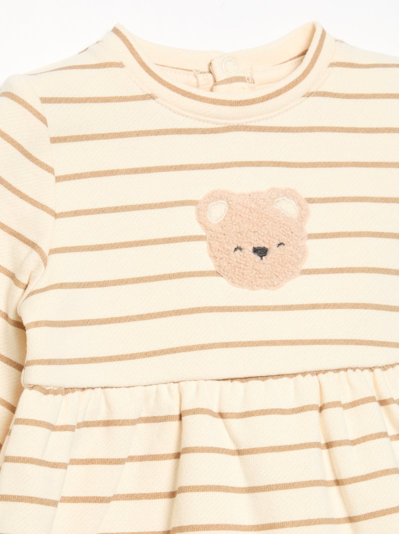 Vestido estampado de manga larga Beige - Kiabi