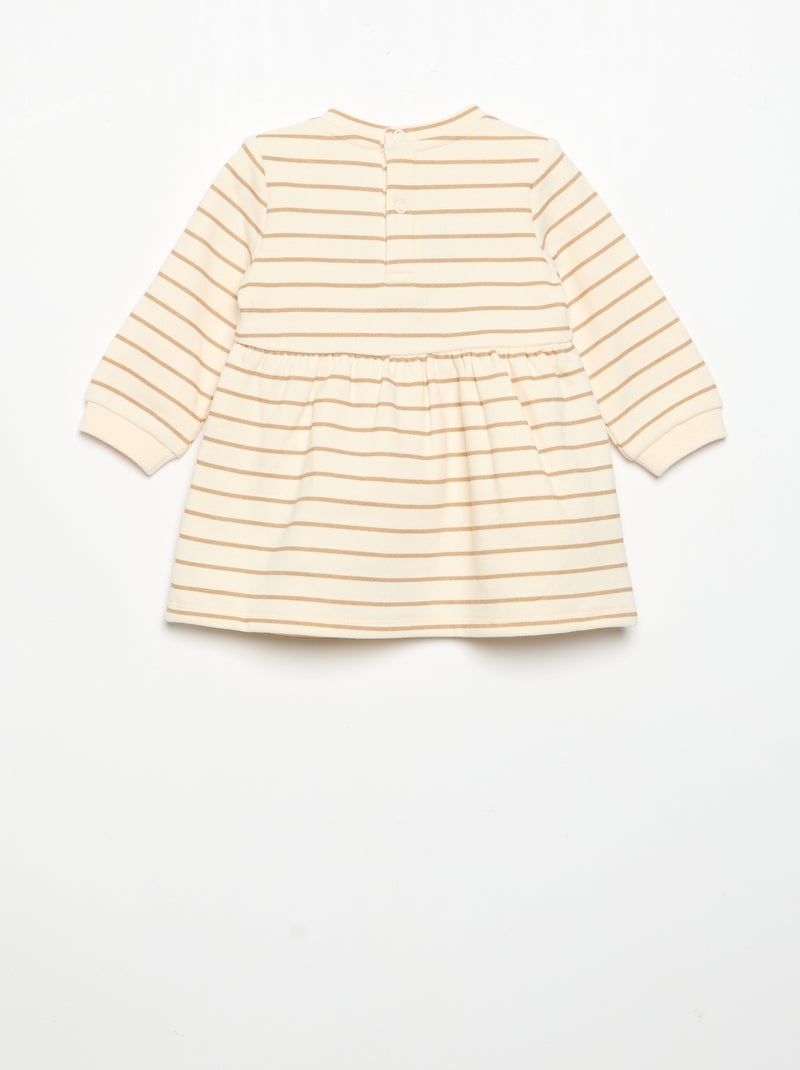 Vestido estampado de manga larga Beige - Kiabi