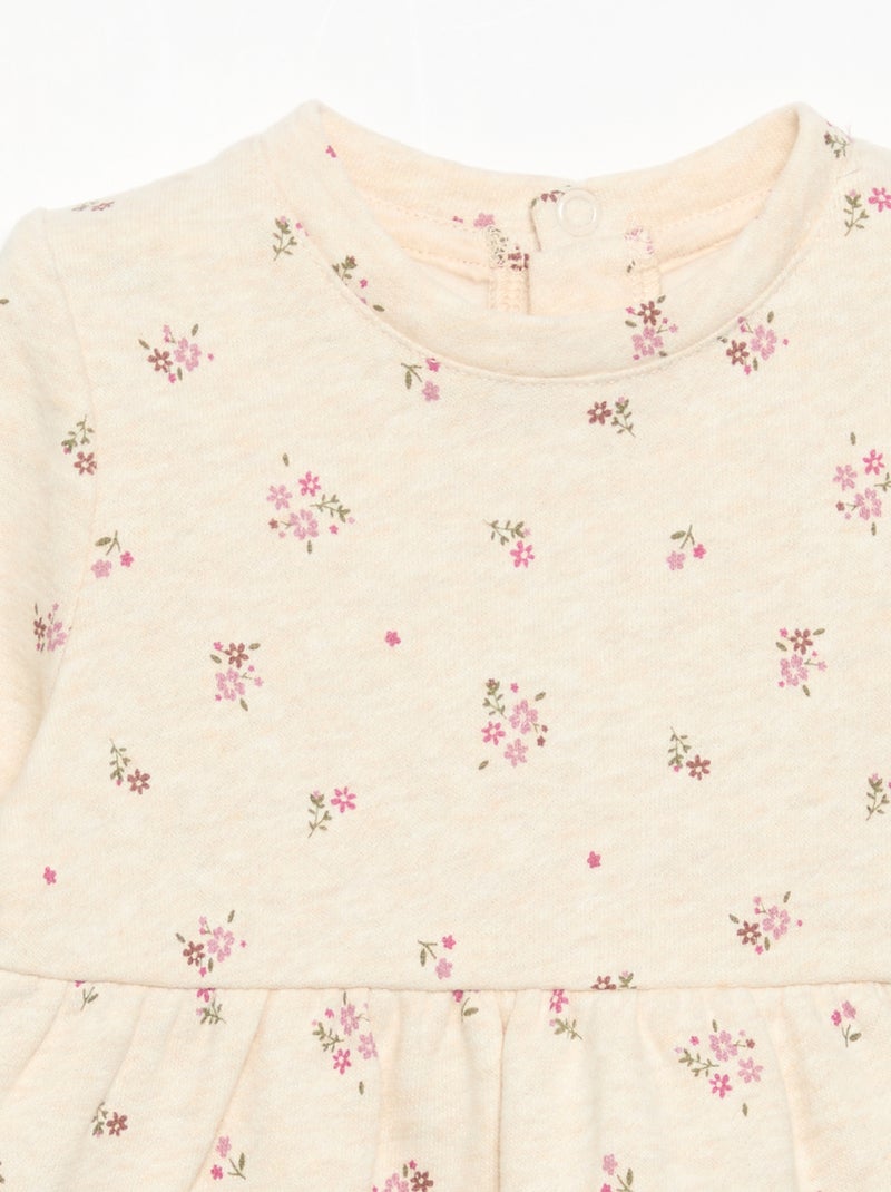 Vestido estampado de manga larga Beige - Kiabi