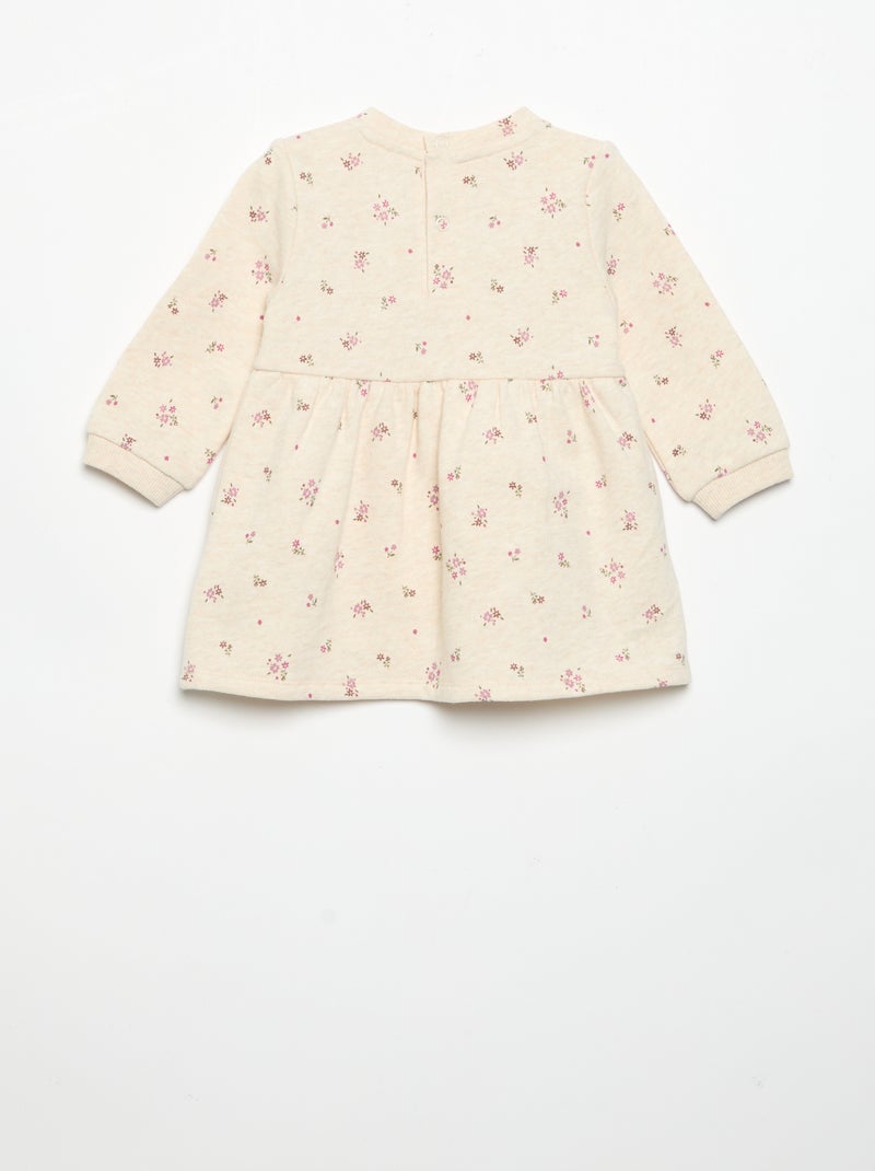 Vestido estampado de manga larga Beige - Kiabi