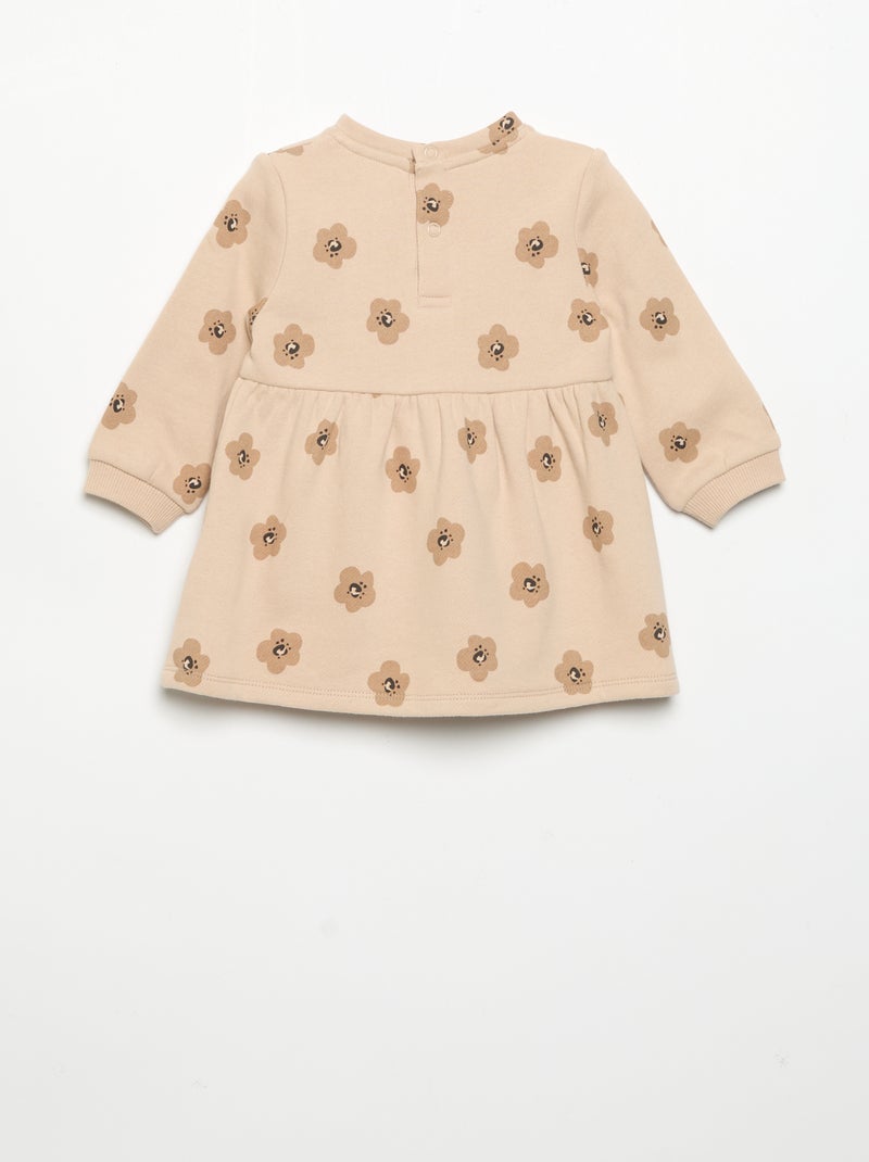 Vestido estampado de manga larga Beige - Kiabi