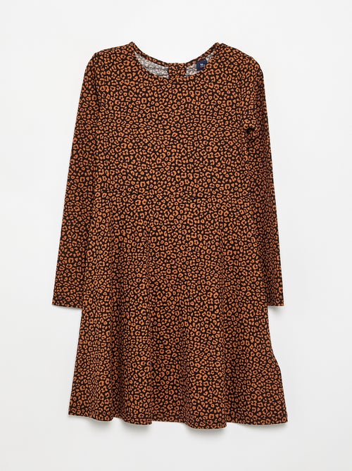 Vestido estampado de manga larga - Kiabi