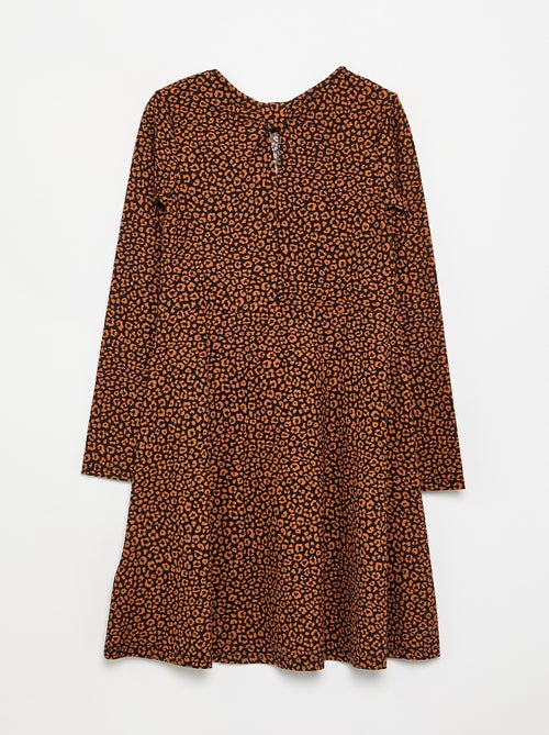 Vestido estampado de manga larga - Kiabi