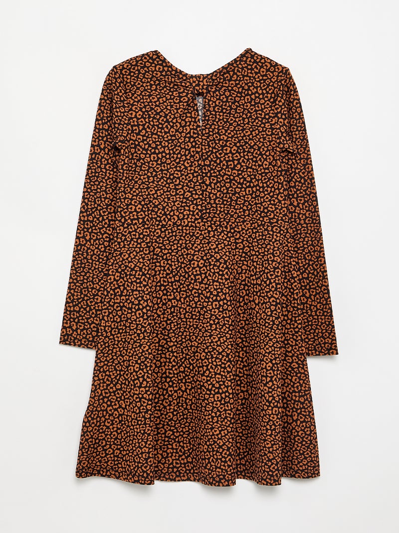 Vestido estampado de manga larga Negro - Kiabi