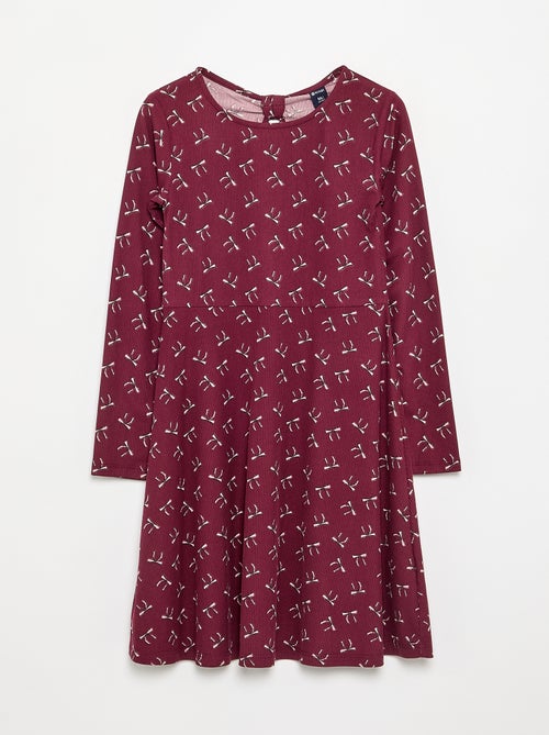 Vestido estampado de manga larga - Kiabi
