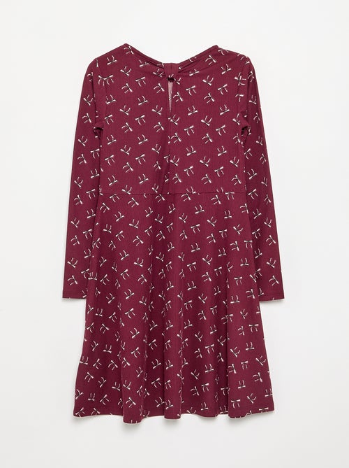 Vestido estampado de manga larga - Kiabi