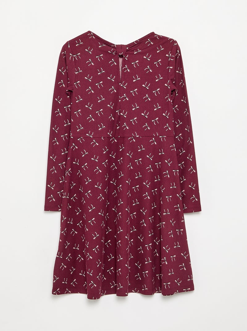 Vestido estampado de manga larga Rojo - Kiabi