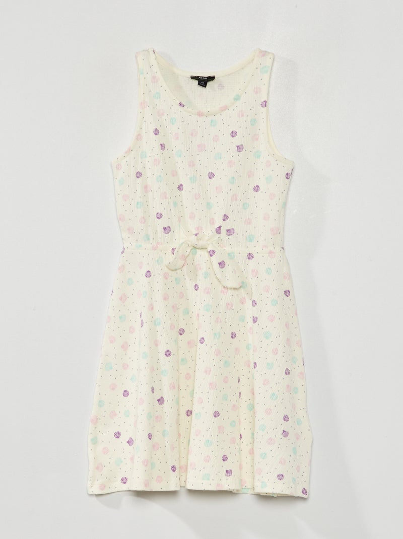 Vestido estampado de punto ondulado BLANCO - Kiabi