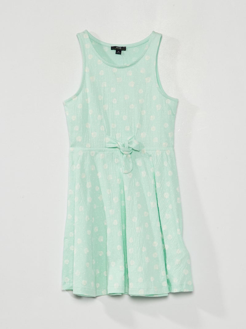 Vestido estampado de punto ondulado BLANCO - Kiabi