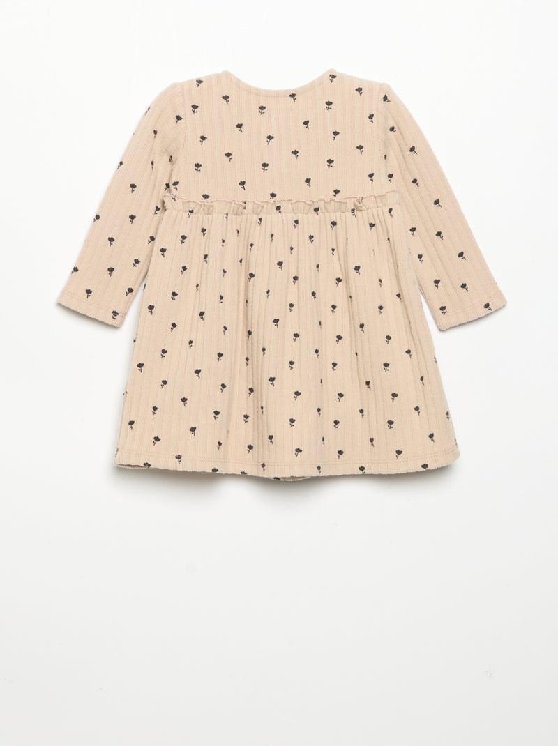 Vestido estampado de punto suave Beige - Kiabi