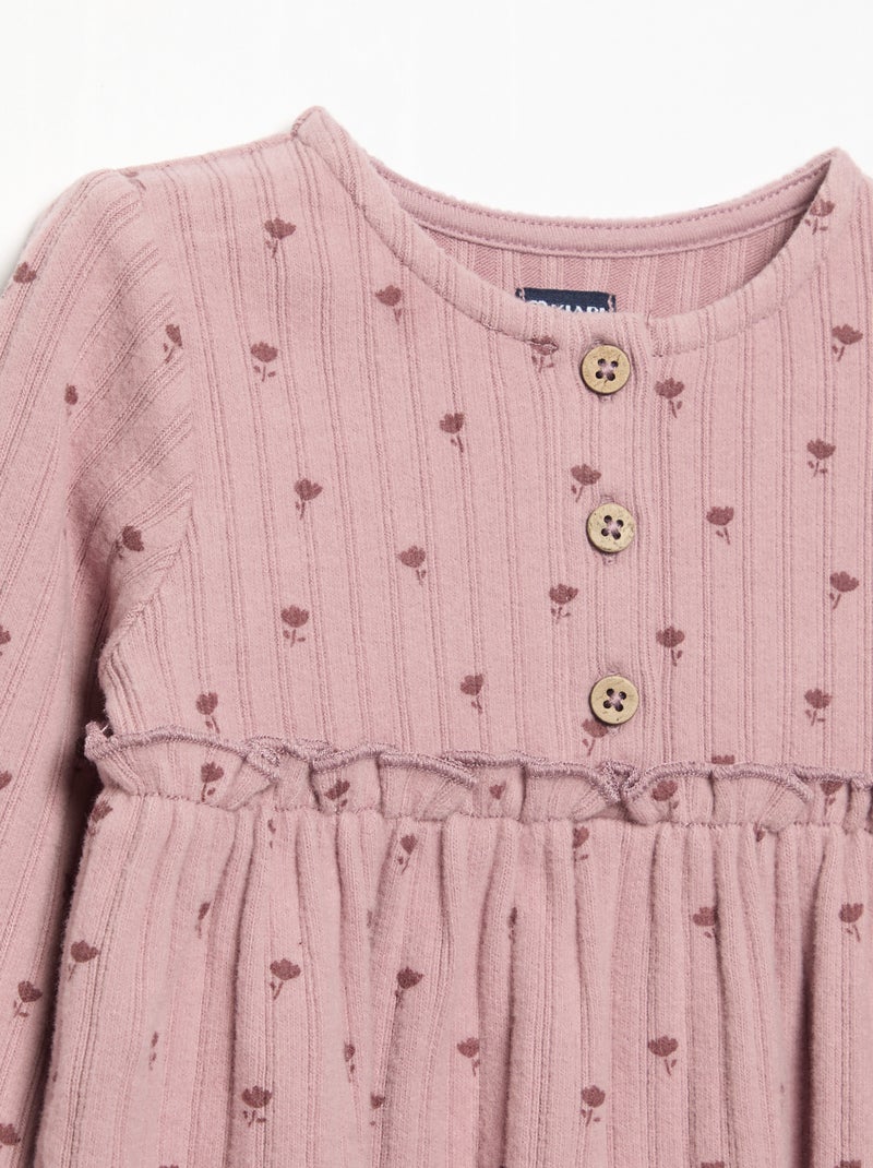 Vestido estampado de punto suave Rosa - Kiabi