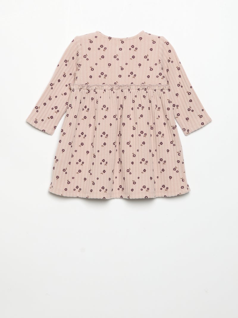 Vestido estampado de punto suave Rosa - Kiabi