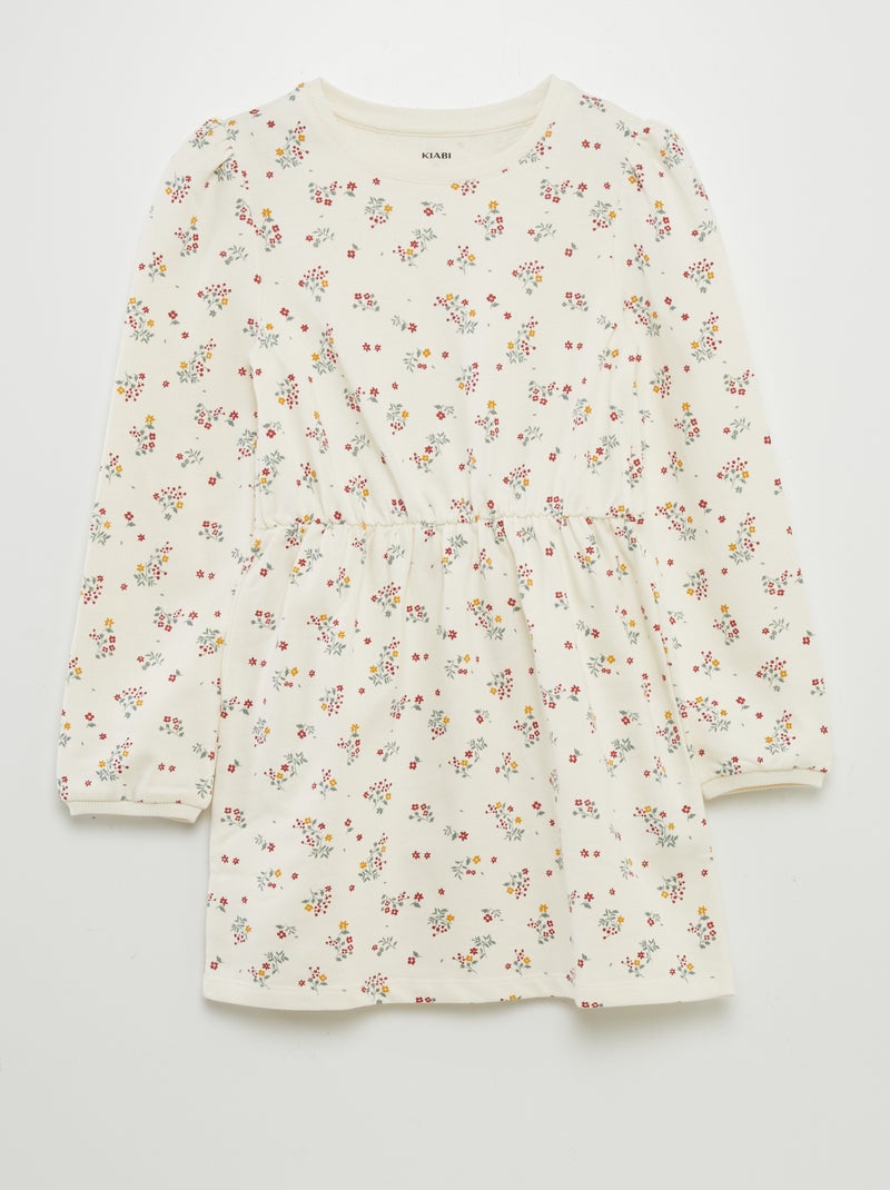 Vestido estampado de tela de chándal BEIGE - Kiabi