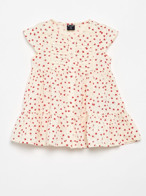 Vestido estampado en tejido plumeti - Kiabi
