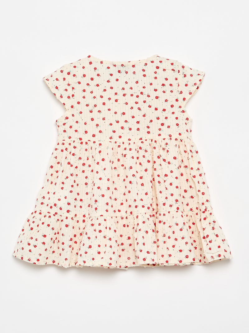 Vestido estampado en tejido plumeti Rojo - Kiabi