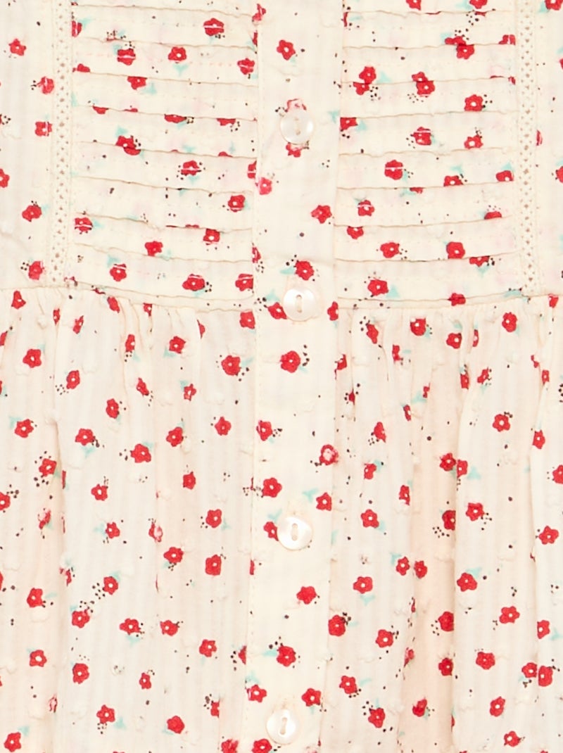 Vestido estampado en tejido plumeti Rojo - Kiabi