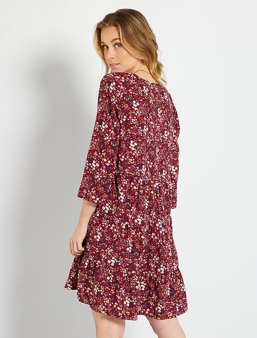 Vestido estampado 'flores' - ROJO - Kiabi - 25.00€