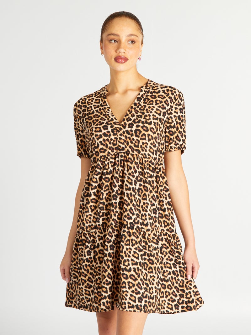Vestido estampado leopardo - Kiabi