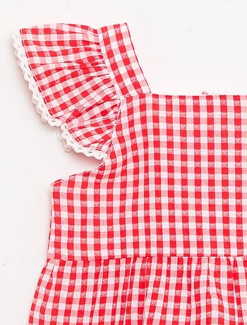 Vestido estampado vichy con volantes