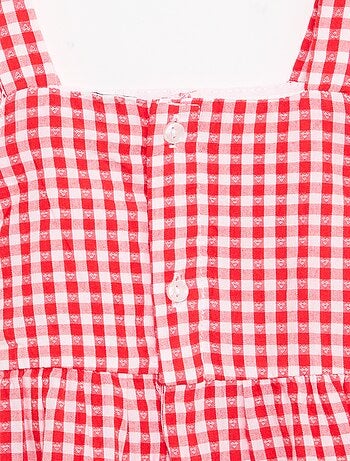 Vestido estampado vichy con volantes