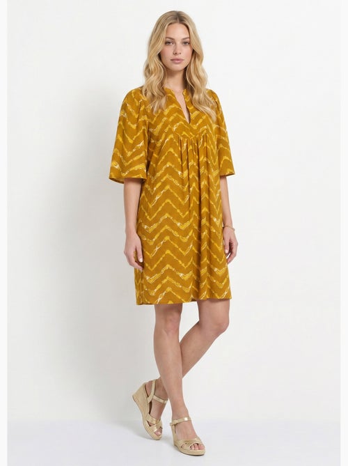 Vestido étnico corto con mangas acampanadas. - Afibel - Kiabi