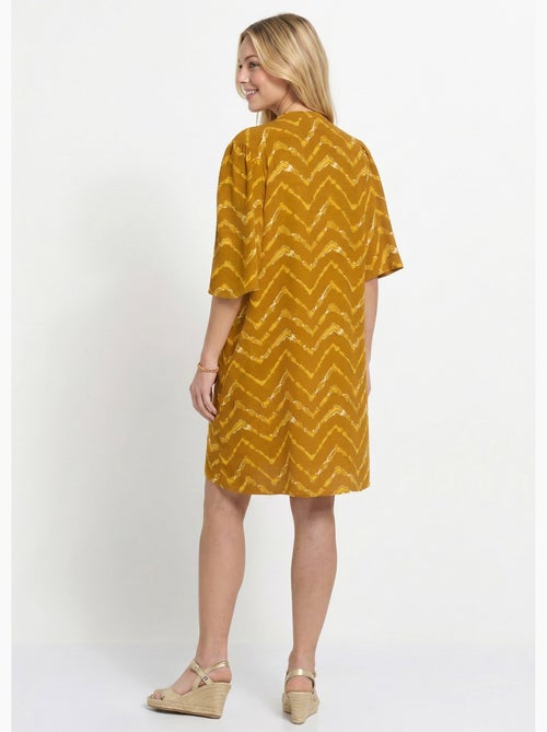 Vestido étnico corto con mangas acampanadas. - Afibel - Kiabi