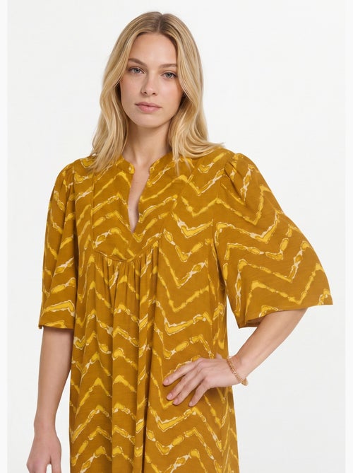Vestido étnico corto con mangas acampanadas. - Afibel - Kiabi