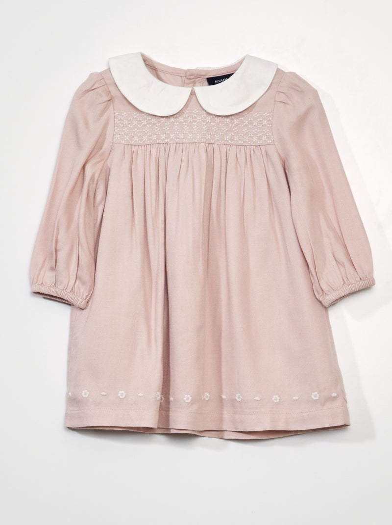 Vestido evasé con cuello bebé ROSA - Kiabi