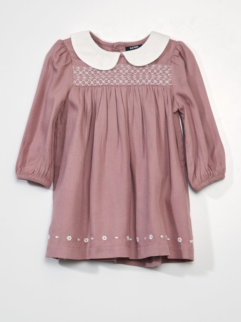 Vestido evasé con cuello bebé ROSA - Kiabi