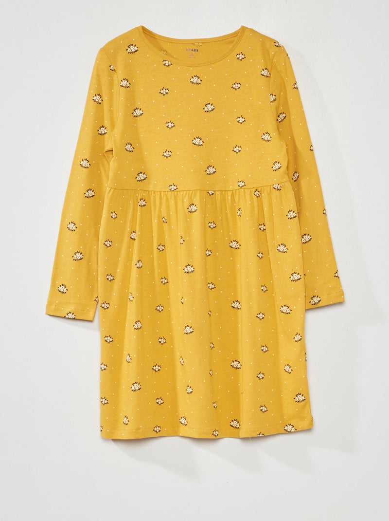 Vestido evasé con estampado AMARILLO - Kiabi