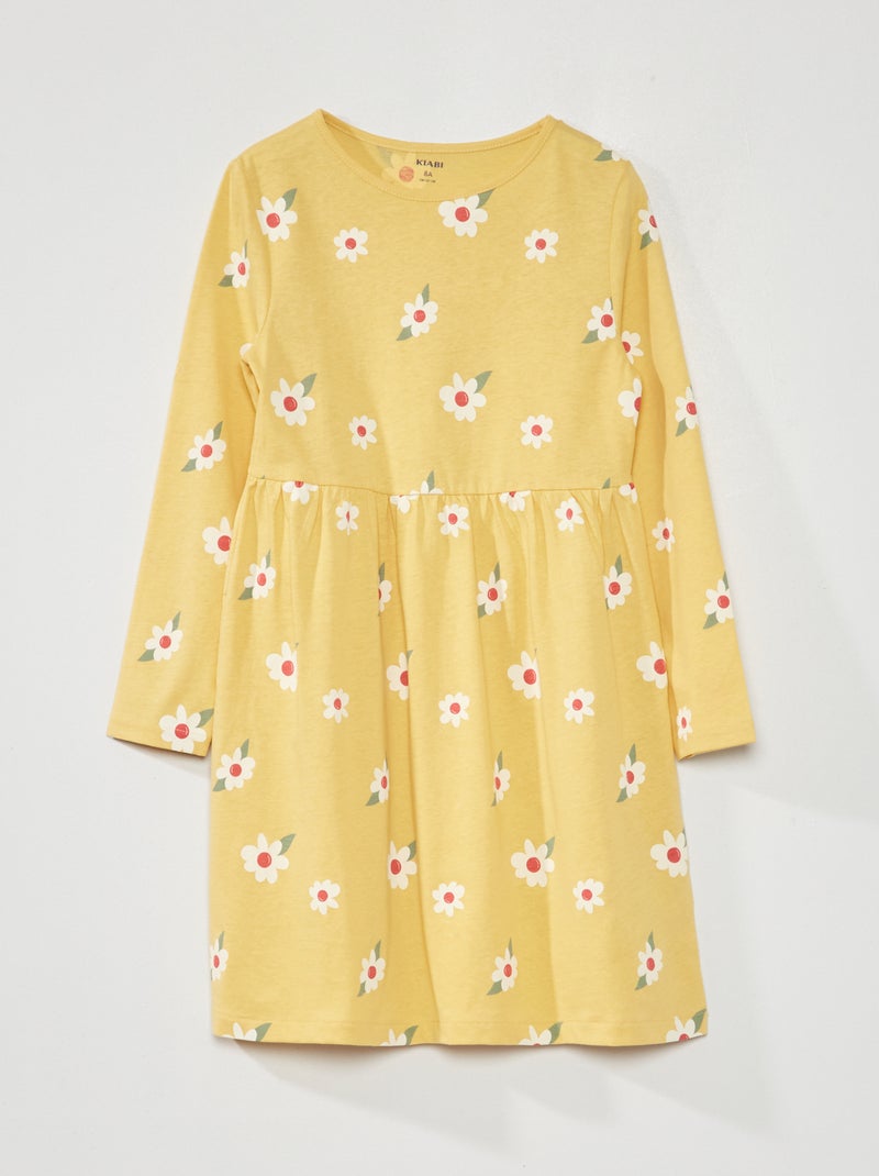 Vestido evasé con estampado AMARILLO - Kiabi