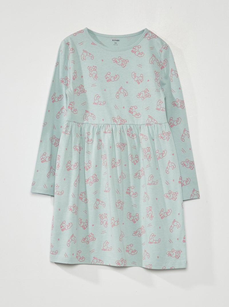 Vestido evasé con estampado AZUL - Kiabi