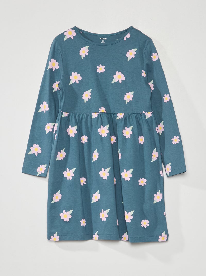 Vestido evasé con estampado AZUL - Kiabi