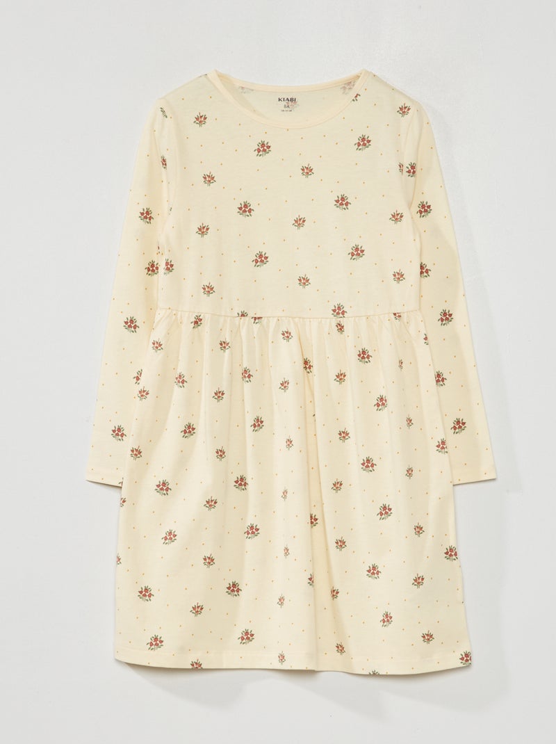 Vestido evasé con estampado BLANCO - Kiabi