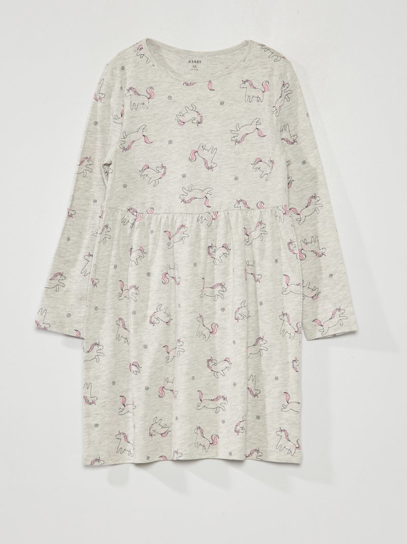 Vestido evasé con estampado GRIS - Kiabi