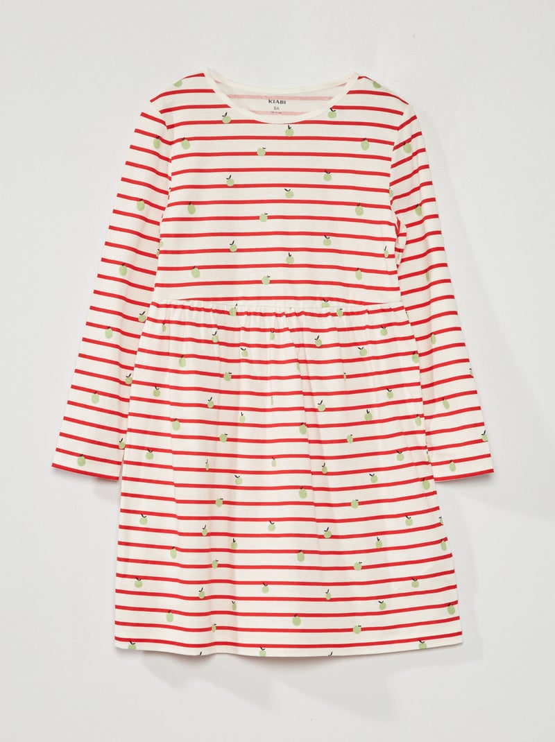 Vestido evasé con estampado ROJO - Kiabi