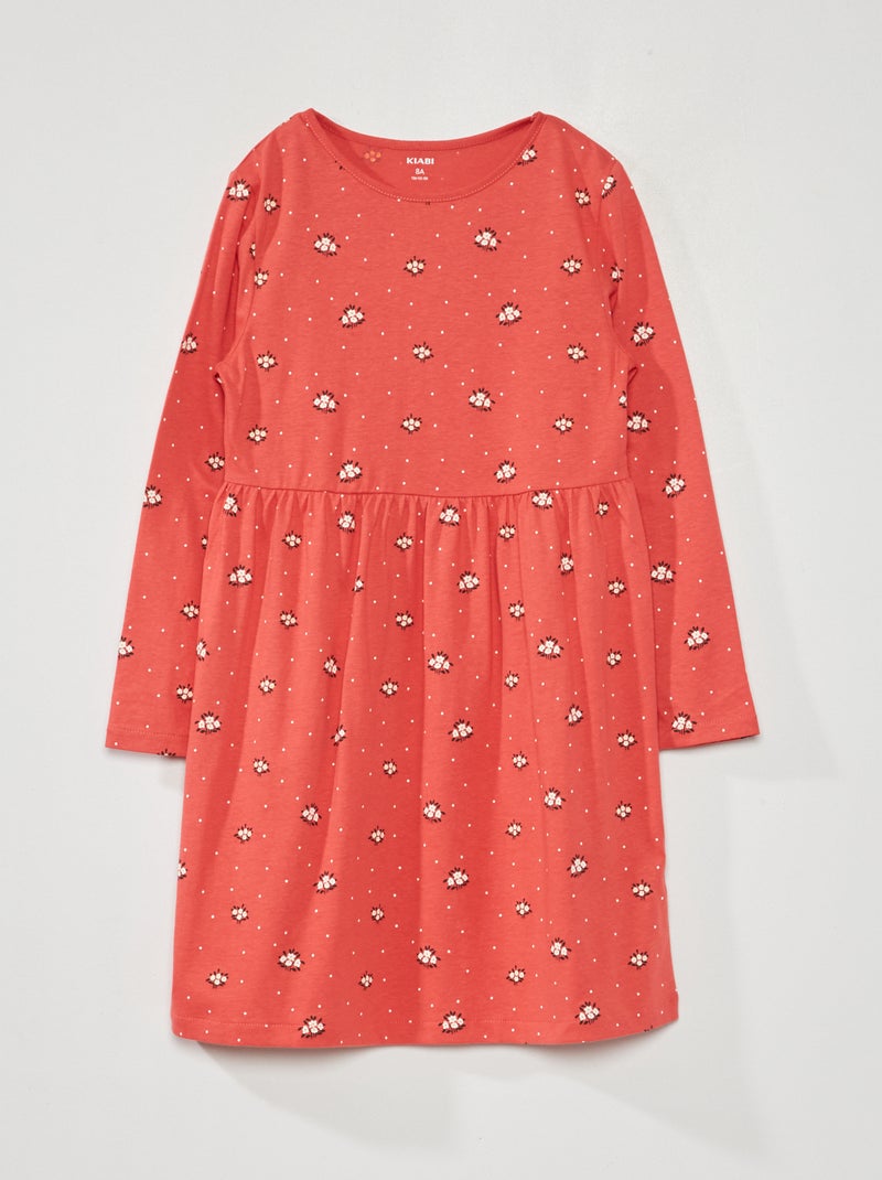 Vestido evasé con estampado ROJO - Kiabi