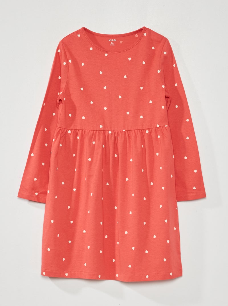 Vestido evasé con estampado ROJO - Kiabi
