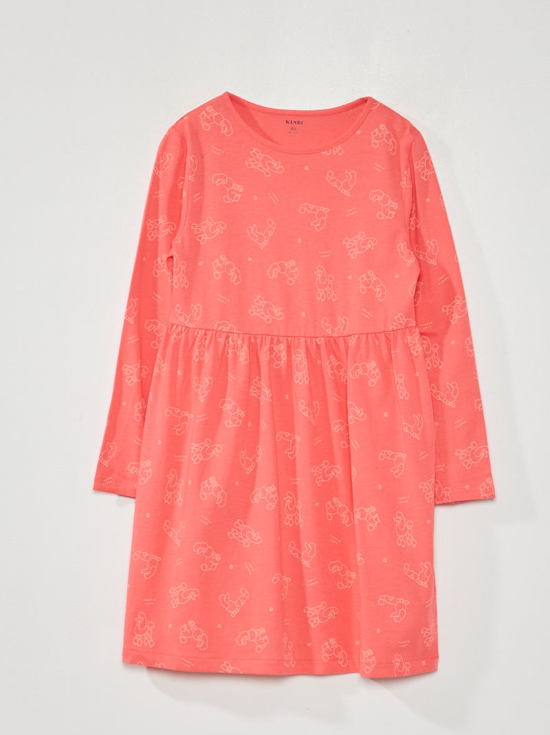 Vestido evasé con estampado ROSA - Kiabi