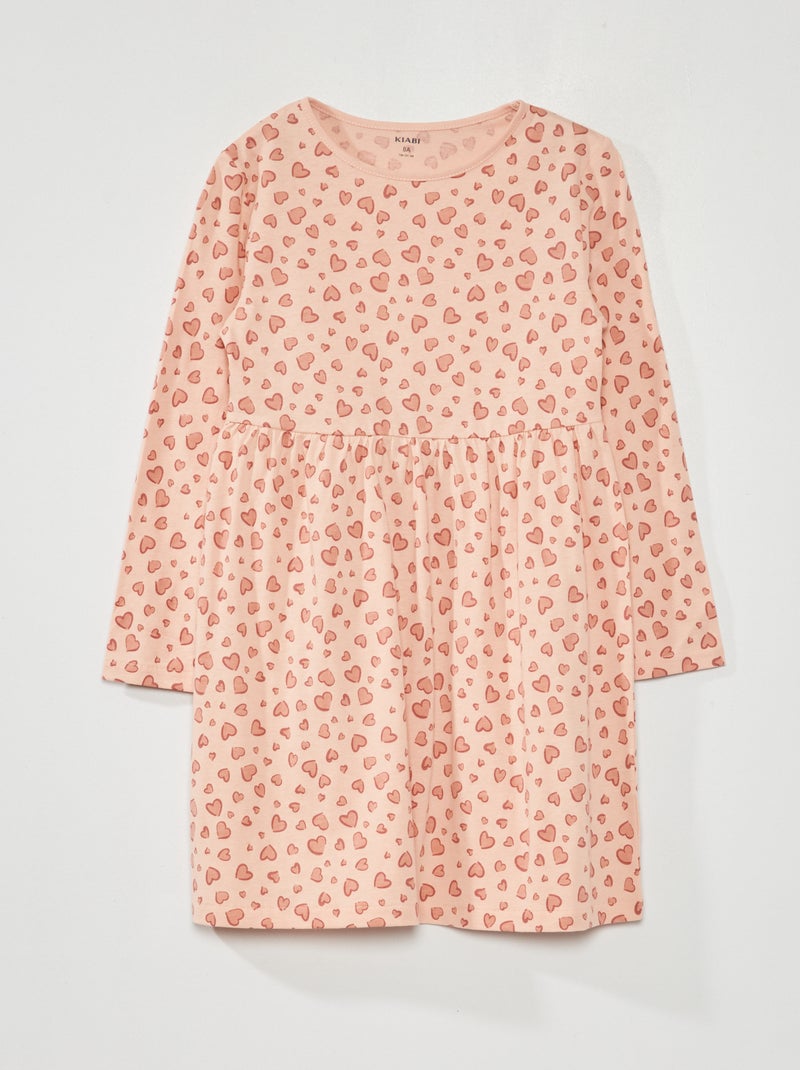 Vestido evasé con estampado ROSA - Kiabi