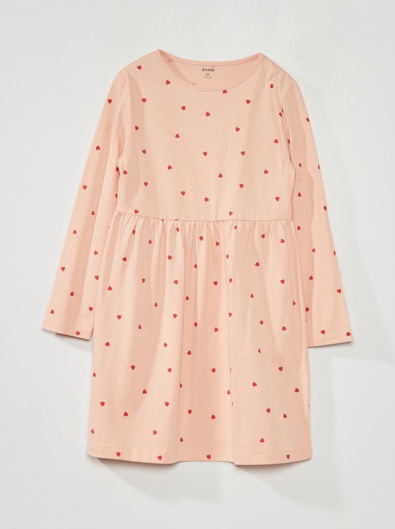 Vestido evasé con estampado ROSA - Kiabi