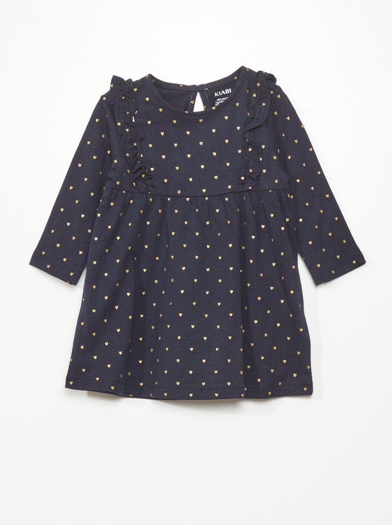 Vestido evasé con motivo de corazones AZUL - Kiabi