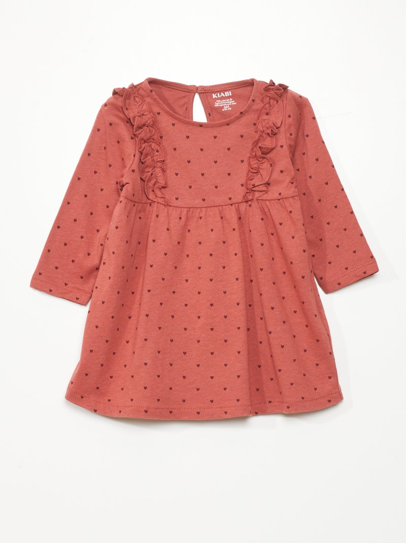 Vestido evasé con motivo de corazones ROJO - Kiabi