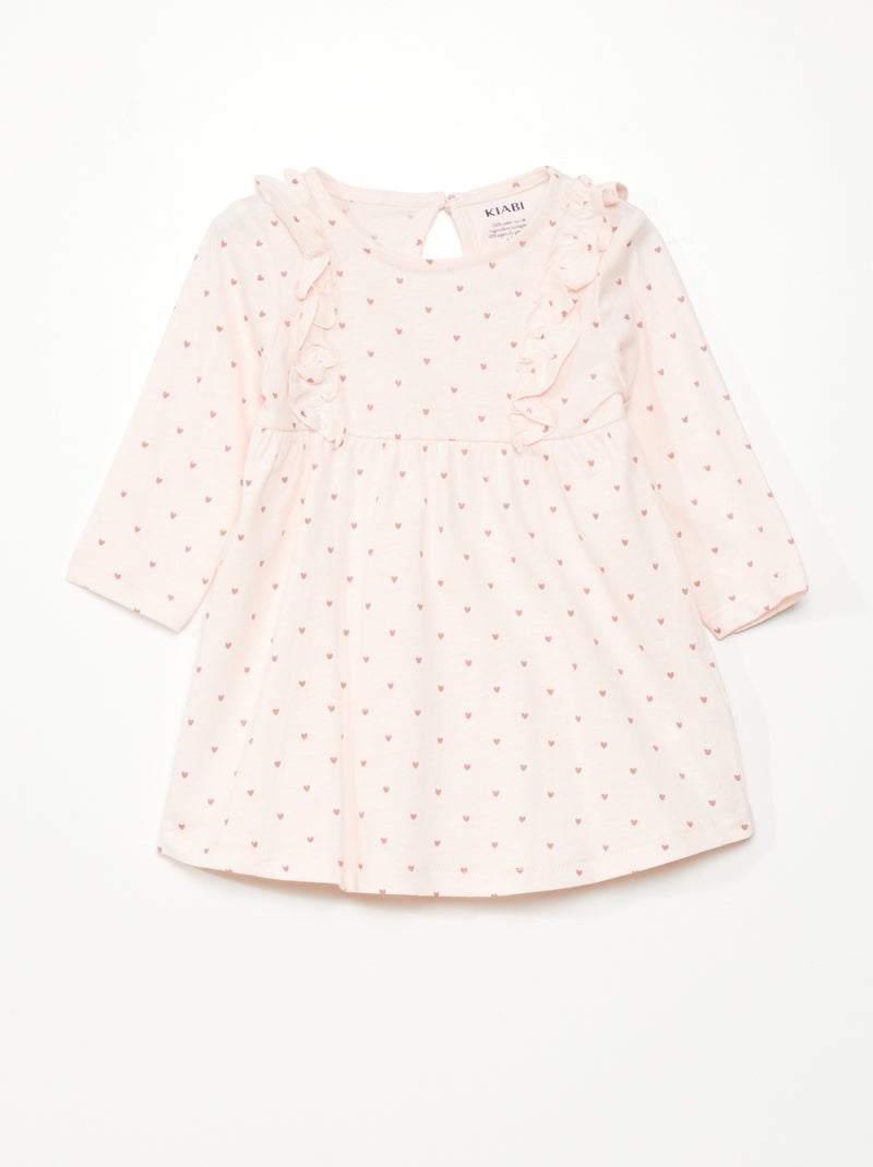 Vestido evasé con motivo de corazones ROSA - Kiabi