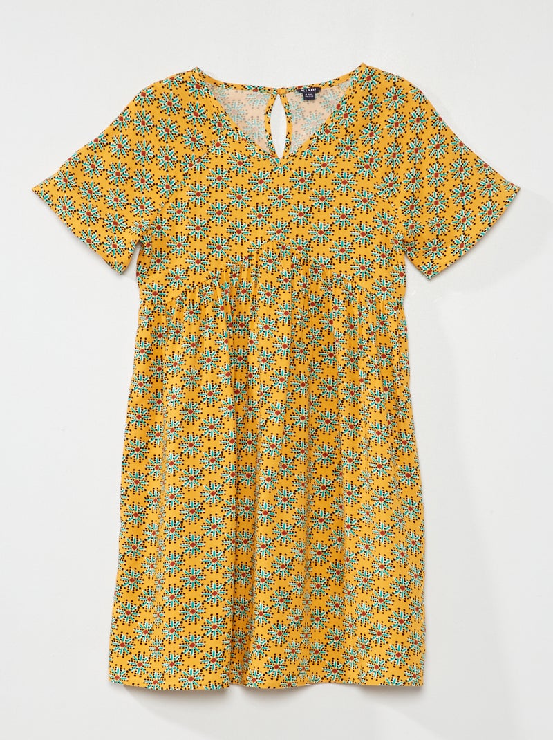 Vestido evasé con motivo de flores AMARILLO - Kiabi