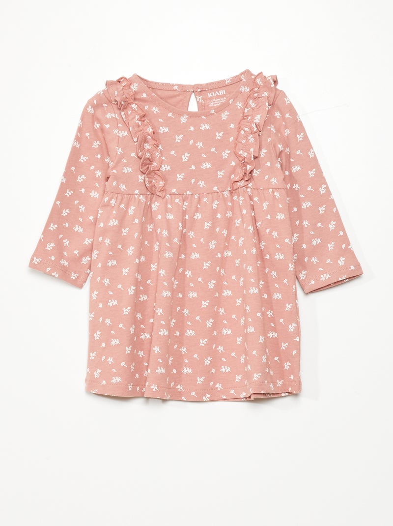 Vestido evasé con motivo de flores ROSA - Kiabi