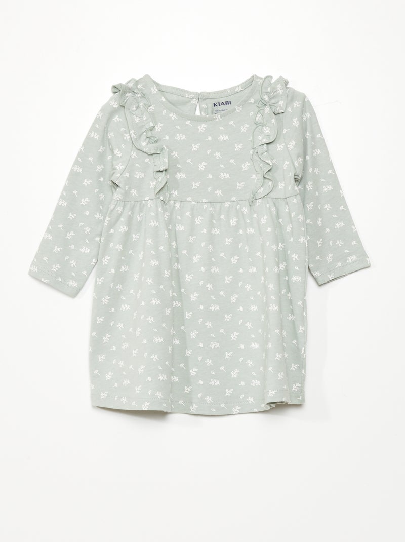 Vestido evasé con motivo de flores VERDE - Kiabi